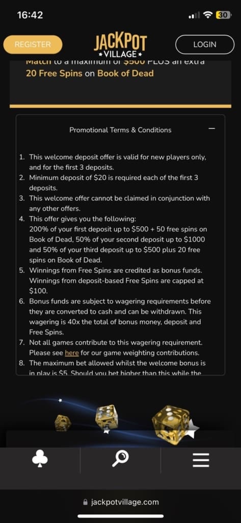 Jackpot Village screen