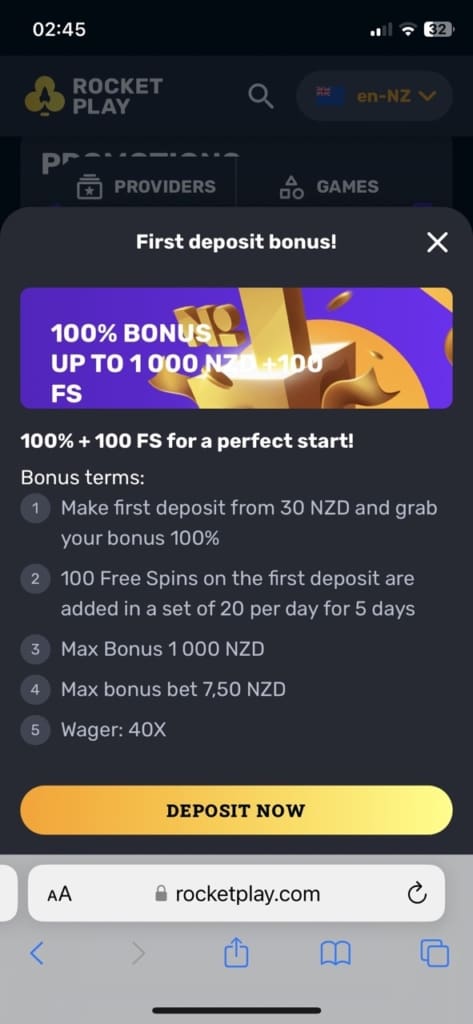 RocketPlay deposit