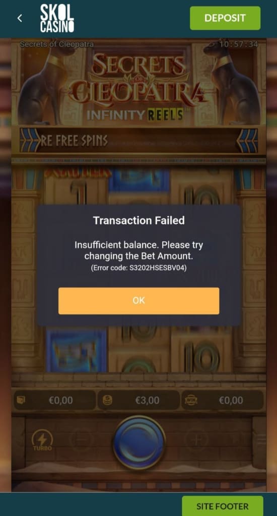 Skol casino Screen