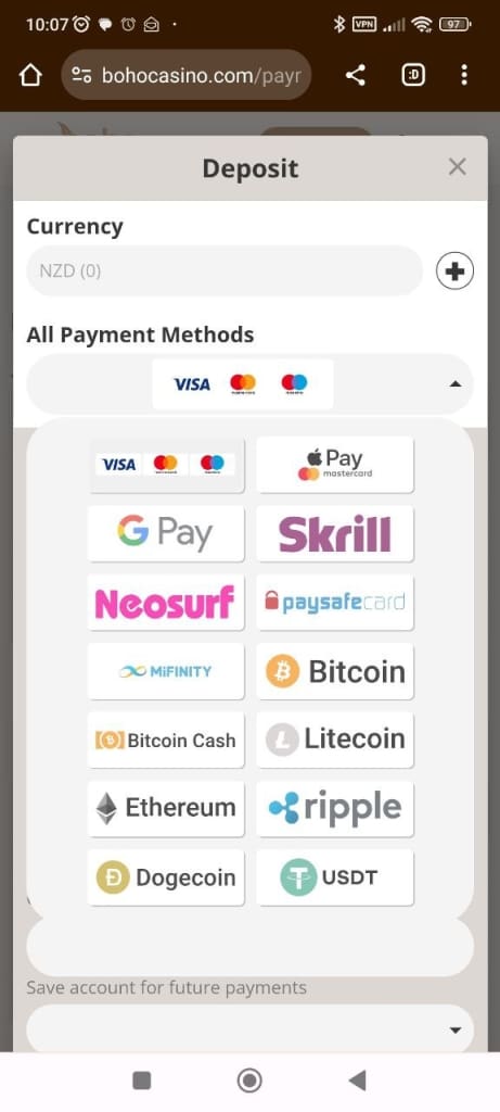 Boho payment methods