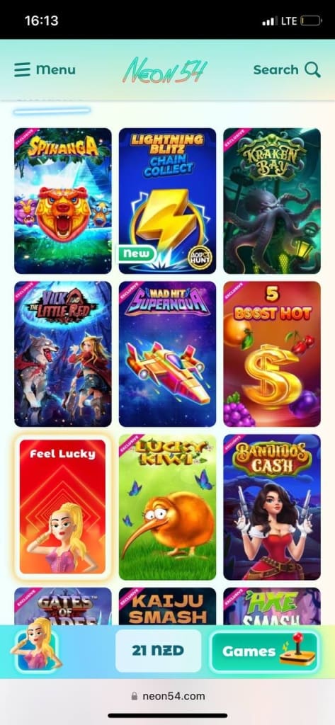 Neon54 games list