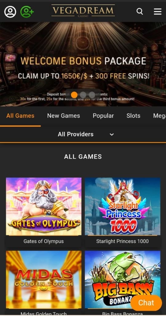 Vegadream Casino Screen