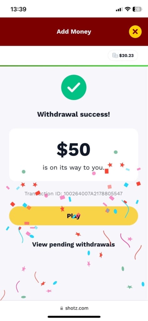 Shotz Casino Payment