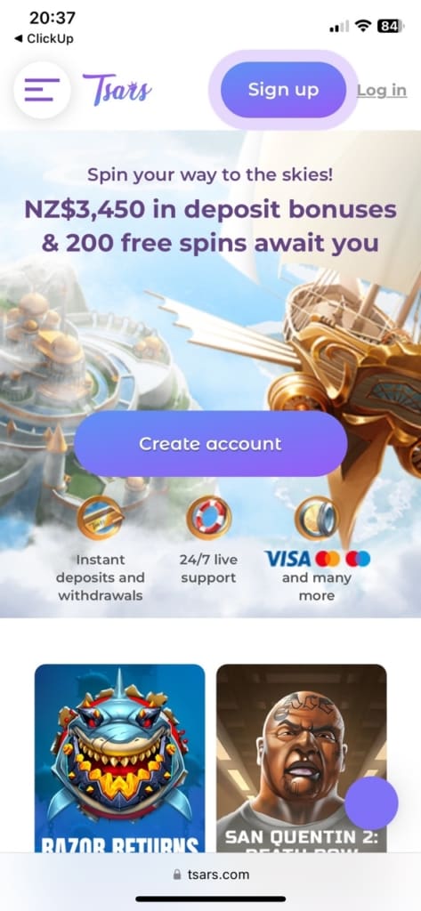 Tsars Casino Screen