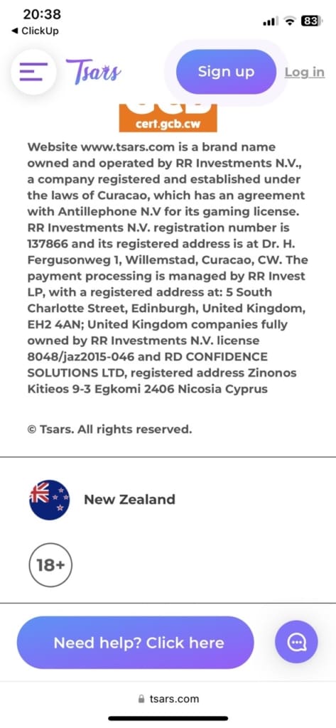 Tsars Casino Support