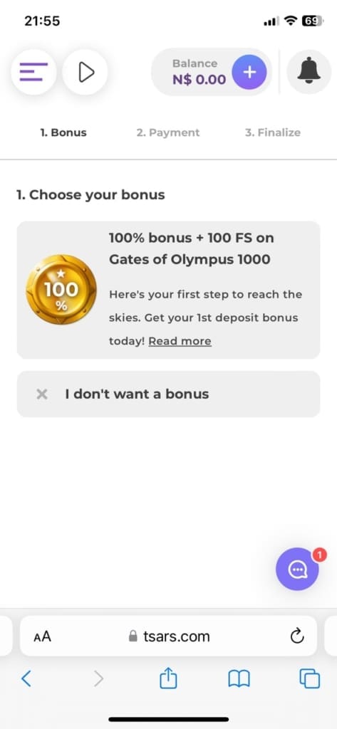 Tsars Casino Bonus