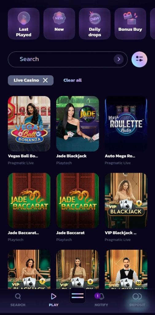 21bit Casino Games