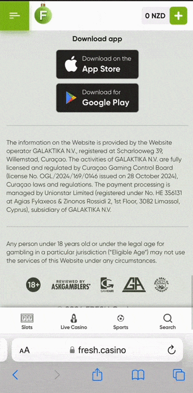Fresh Blackjack casino native app