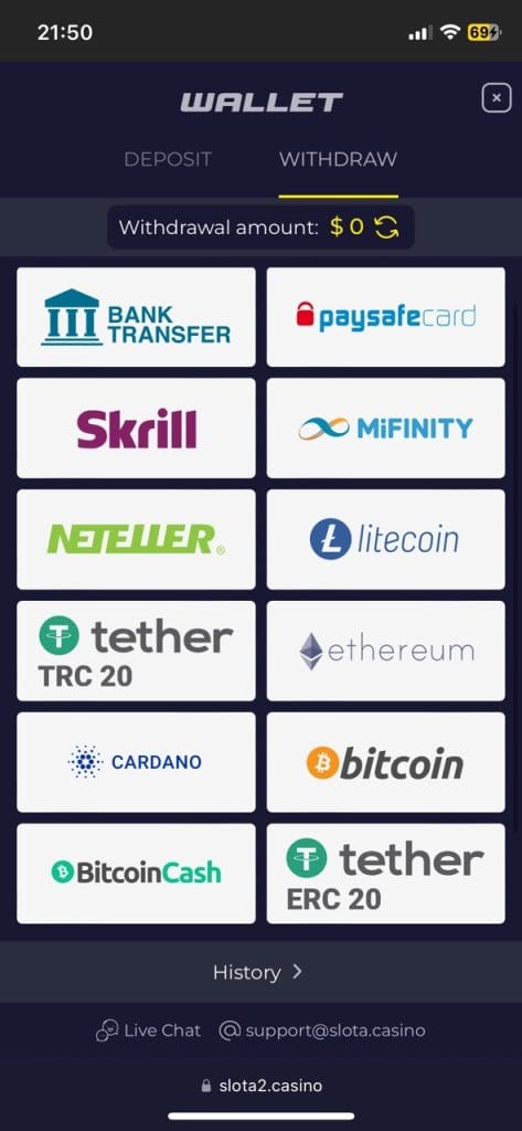 Slota Casino payment